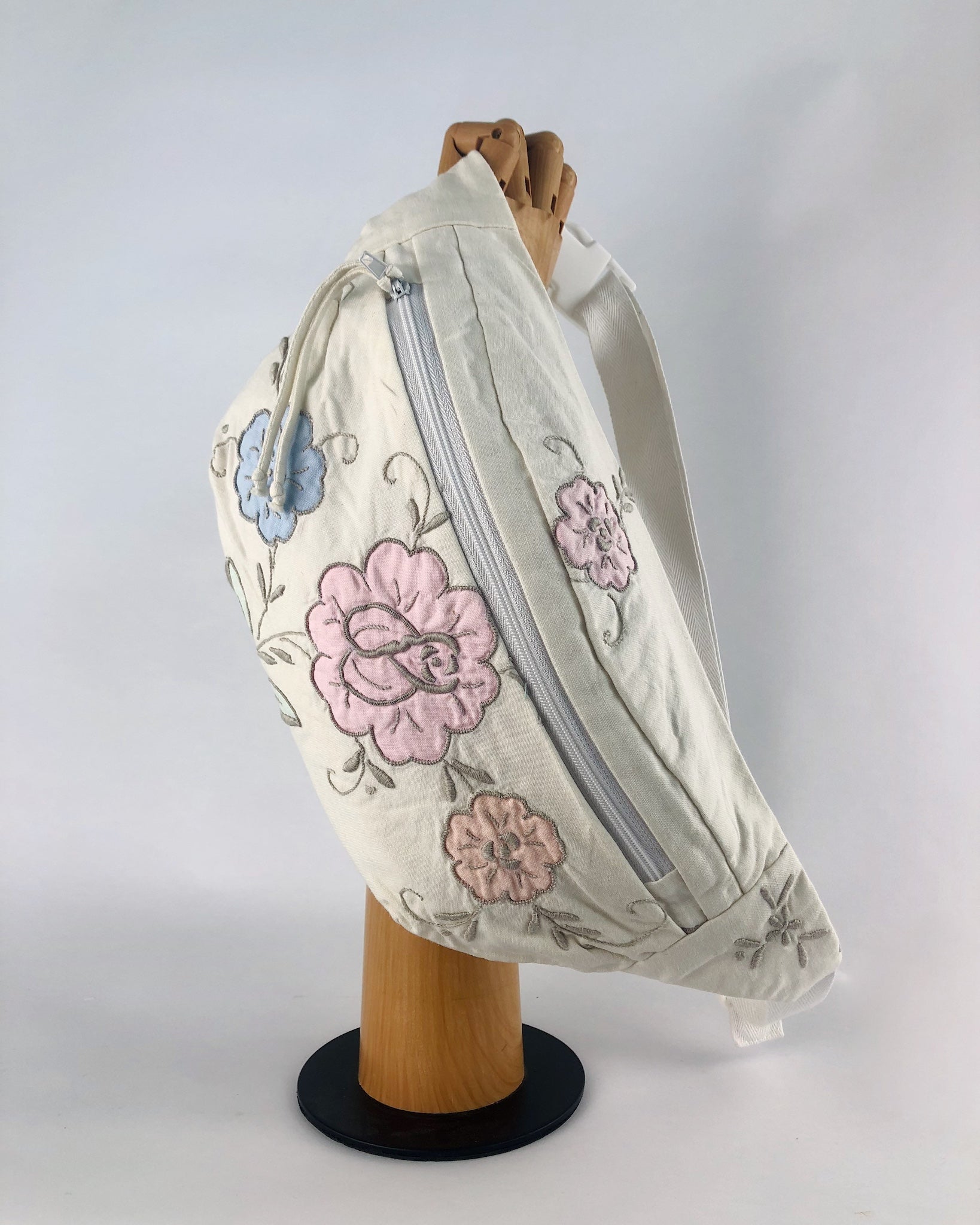 handmade bumbag made from thrifted embroidered linens