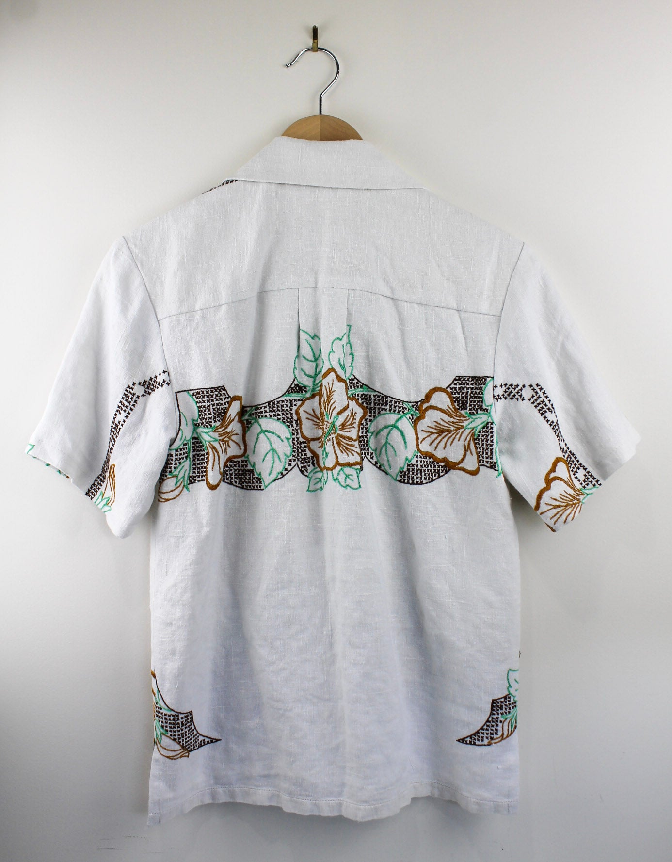 Gentle Folk Shirt - Brown & Green Embroidery