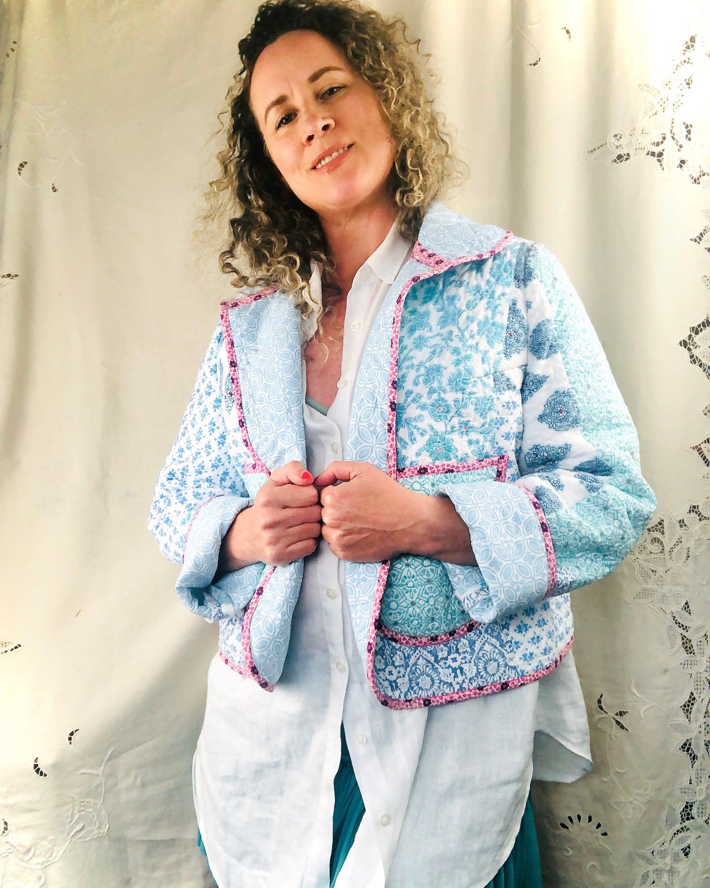 Brisbane Winter quilted jacket - Blue patchwork