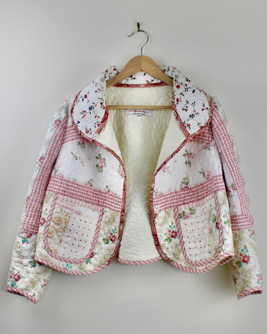 Brisbane Winter quilted jacket - Rosy patchwork with Liberty of London binding