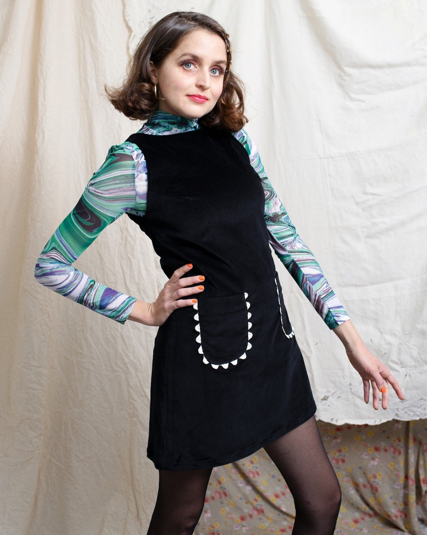 Little black corduroy dress easy to dress or dress down