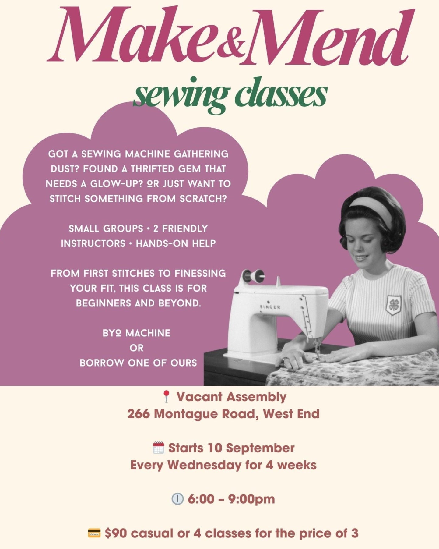 Make and Mend group sewing classes - Beginners to Intermediate