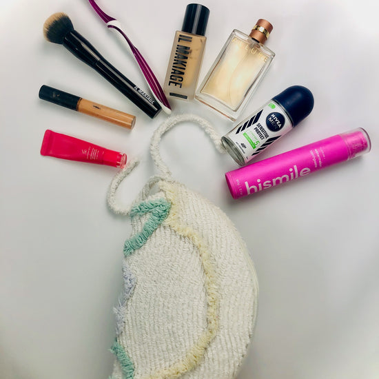 Medium chenille bag for make up and toiletries